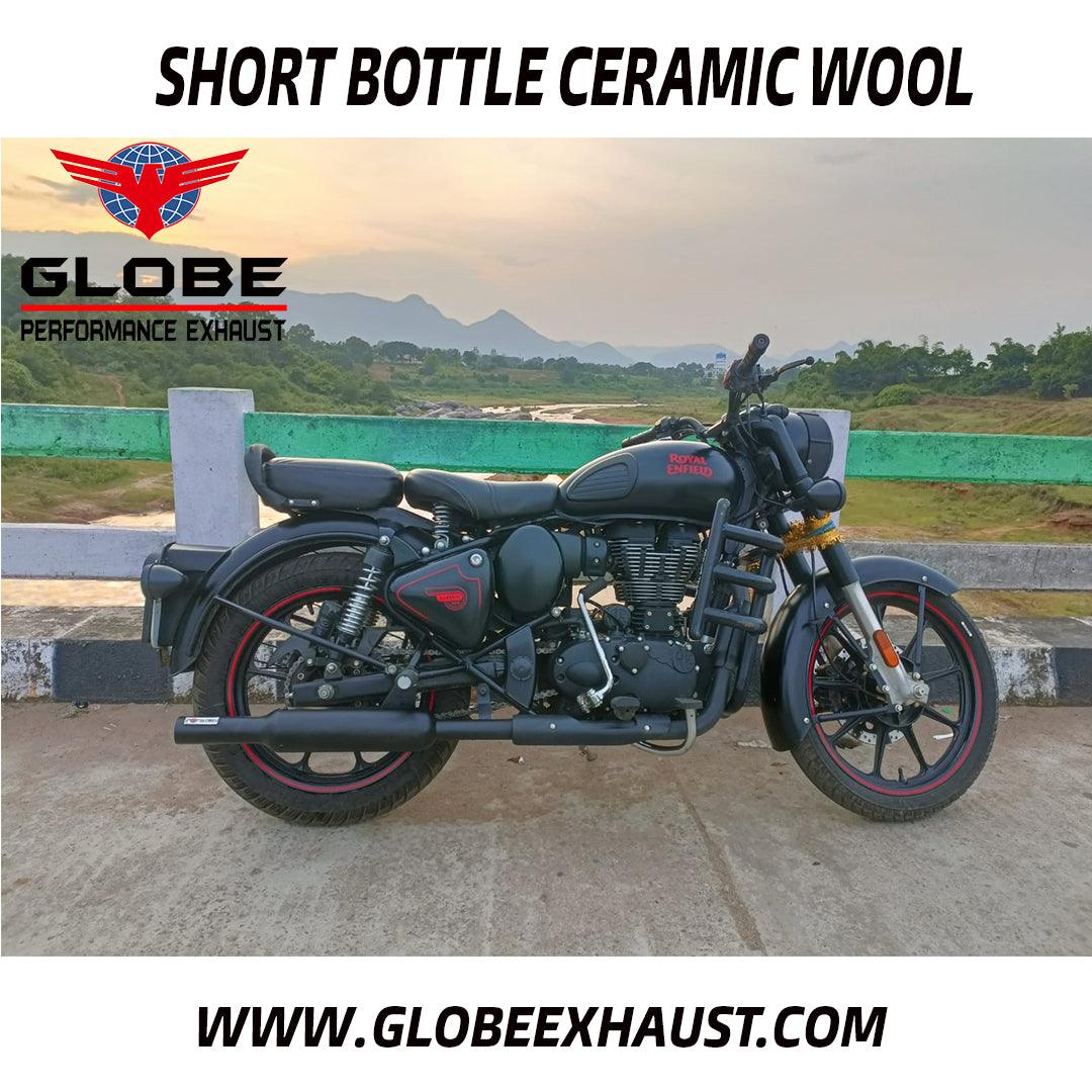 Short Bottle Black Ceramic Wool Silencer For Royal Enfield Classic 350