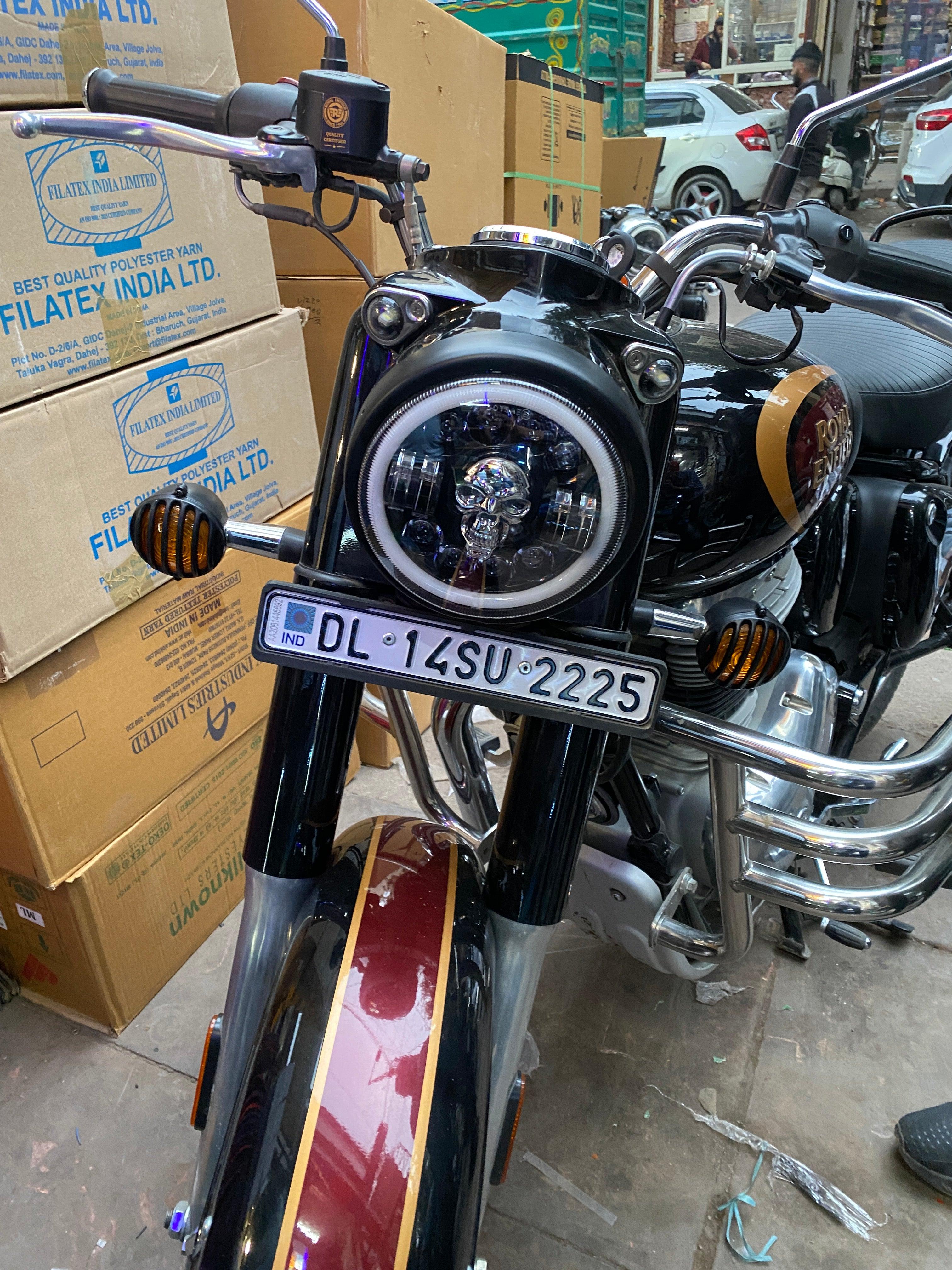 Skull Headlight For all Royal Enfield Models - Main Image