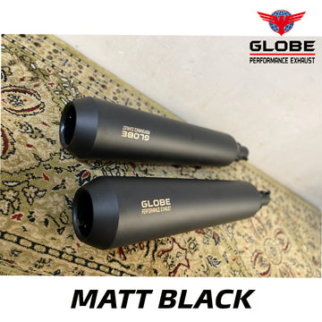 Globe Super Shooter Matt Black Exhaust For Interceptor650 & GT 650 SS 304 Grade