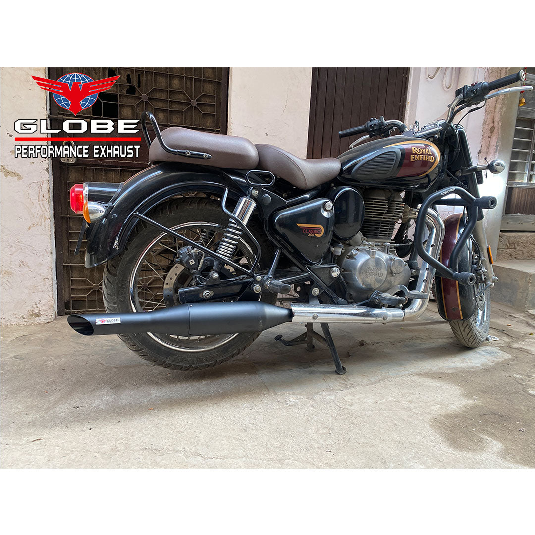 Redrooster Black Exhaust For Classic 350 Reborn , Meteor 350 & Standard 350 Reborn Royal Enfield