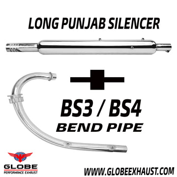 Bs3 / Bs4 Bend pipe Plus Long Punjab Silencer For Classic , Standard , Electra Bs3,Bs4 Model
