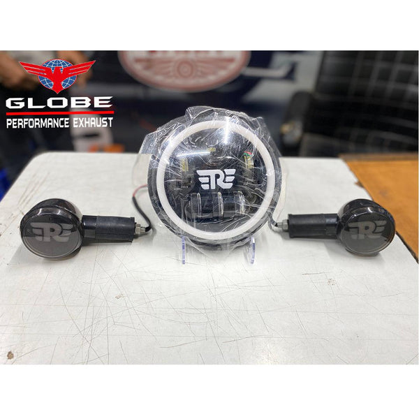 R Logo Led Headlight & R Logo Indicators For All Royal Enfield Models