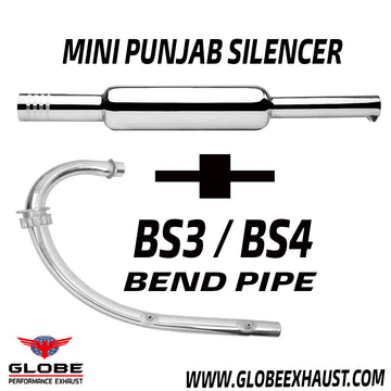 Bs3 / Bs4 Bend pipe Plus Mini Punjab Silencer For Classic , Standard , Electra Bs3,Bs4 Model