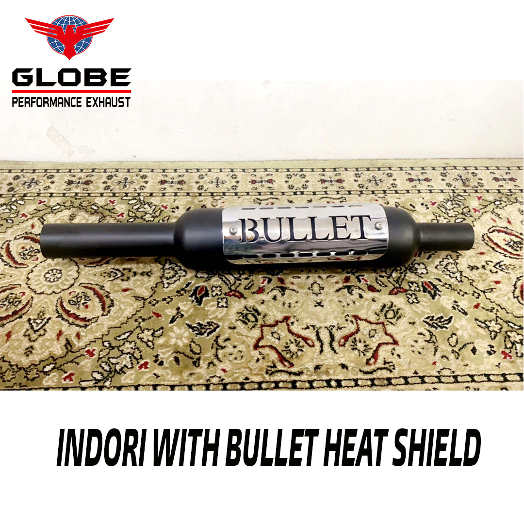 Indori Matt Black Silencer With Bullet Heat Shield For Classic Reborn | New Standard | Meteor