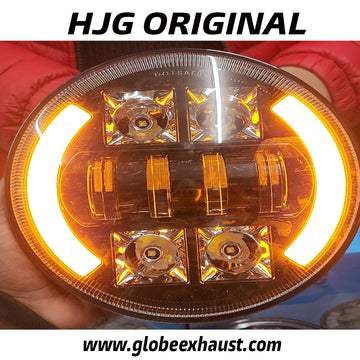 8 Lens Cut Ring Headlight (Amber & White Ring) For Classic 350 , Standard 350 , Electra 350