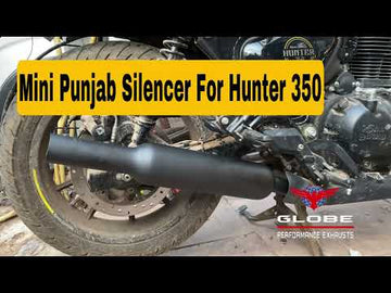 Mini Punjab Matt Black Silencer For Royal Enfield Hunter 350