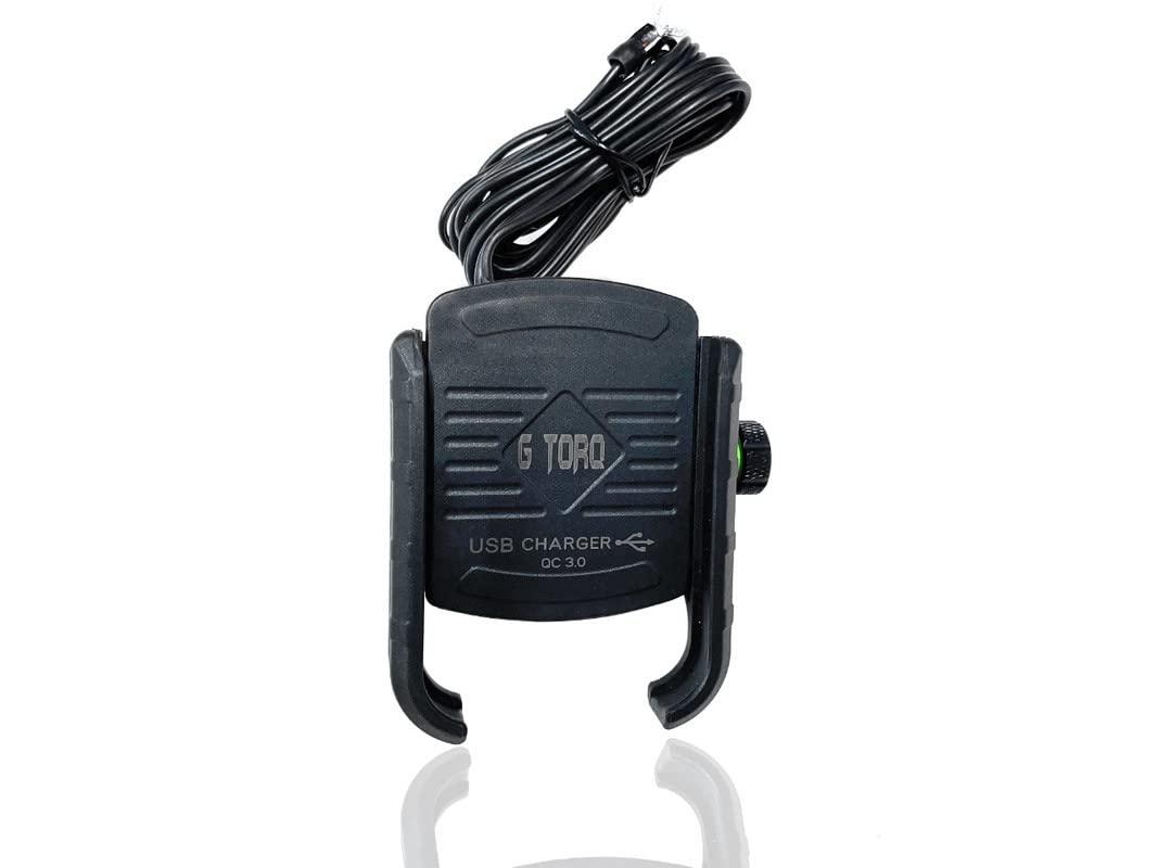 G TORQ Bike Phone Mount/Holder USB 3.0 with Fast Charger for Bike| Scooty | Motorcycle | 360 Degree Adjustable I Ideal for Maps | Navigation